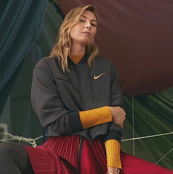 Nike Maria Sharapova XLA Cortez Bomber Jacket Gray Small - Picture 2 of 9